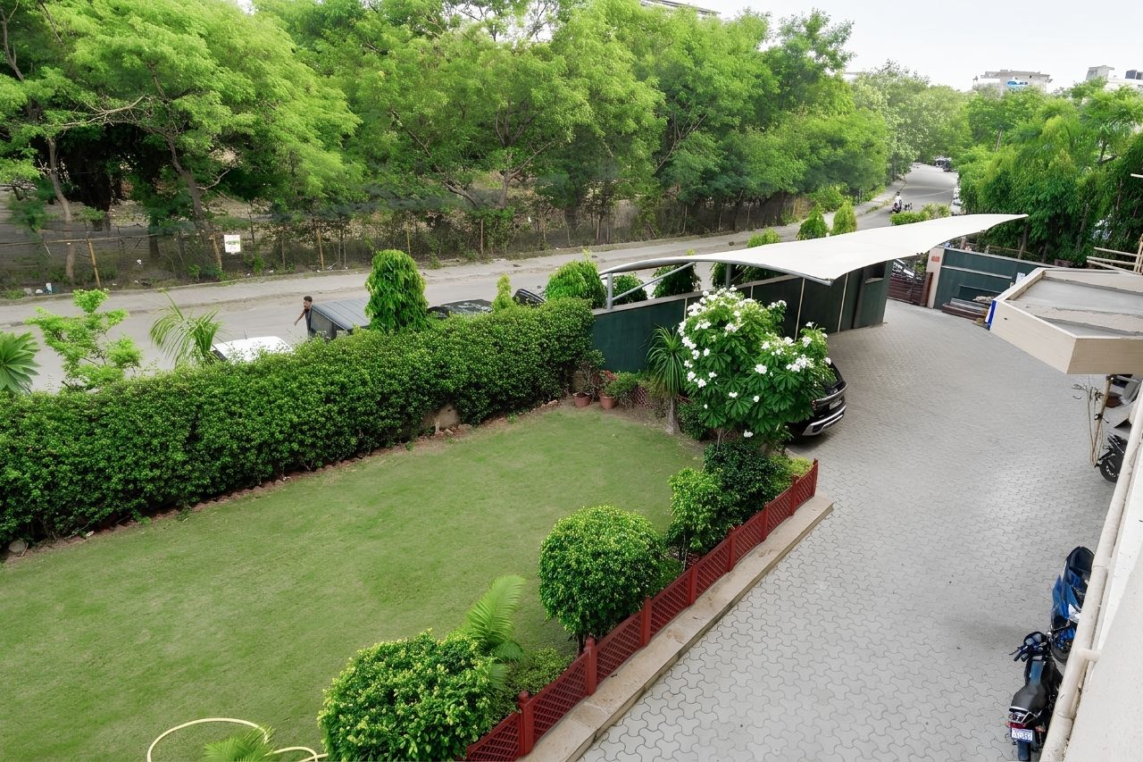 Private Lawn & Parking at Hotel Shikha